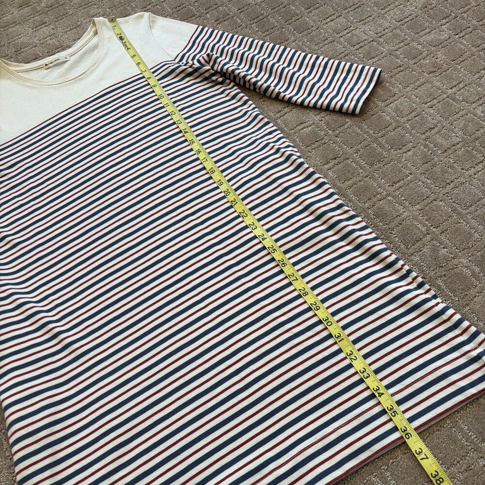 Marine Layer April Dress Womens XL Cream Red Blue Striped Supima Cotton Casual - Picture 9 of 9